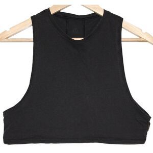 Womens Lululemon Athletica Black Racerback Crop Top Muscle Tank Top Shirt Size 2
